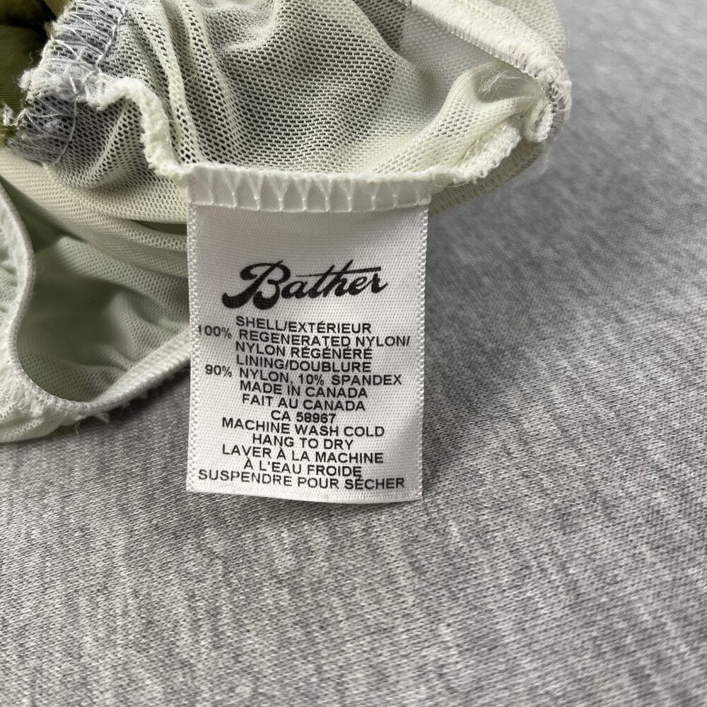 Bather Swim Trunks Mens Medium Olive Green Mesh-Lined 5" Inseam Elastic Waist - Picture 8 of 12